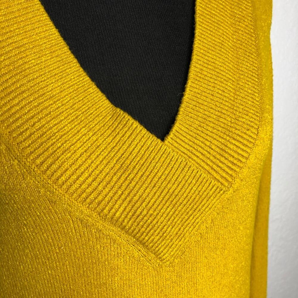 Anthropologie gold mustard yellow v neck sweater size Extra Small XS - Picture 6 of 15